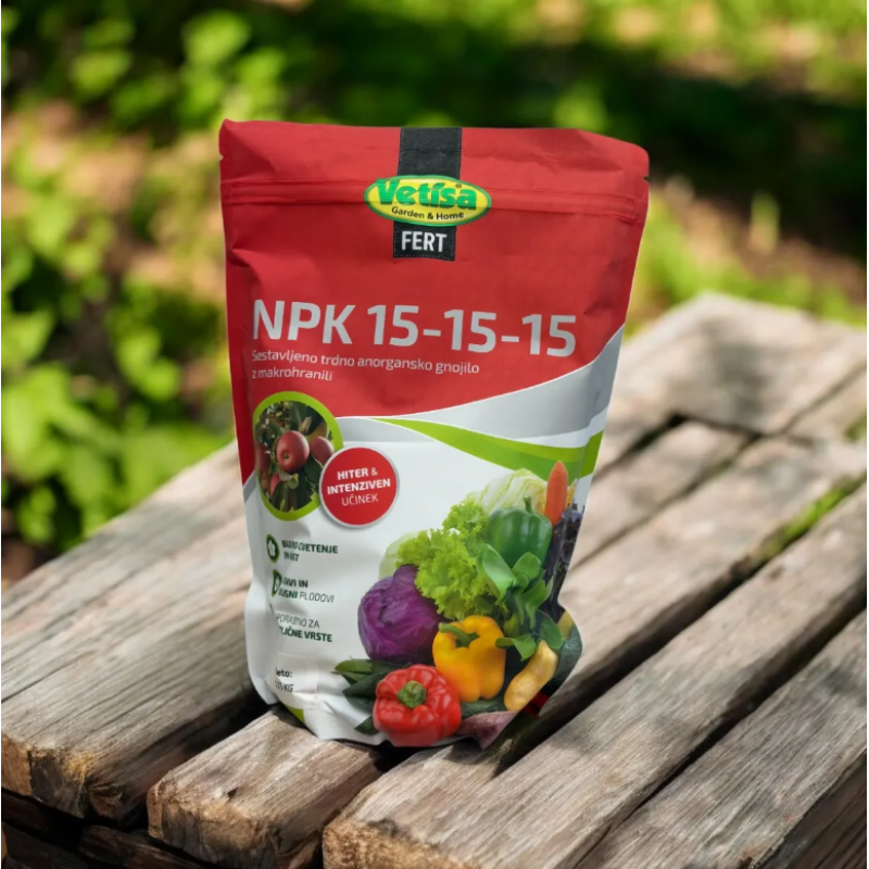VETISA-FERT NPK 15-15-15 Sestavljeno univerzalno gnojilo- 1,75 kg vrečka